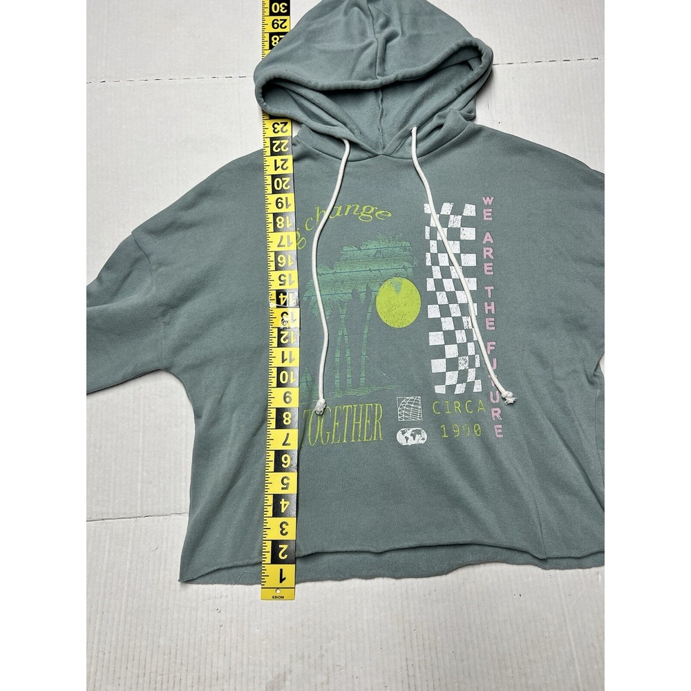 Grayson Threads Hooded Crop Sweatshirt Med Creating Change Bold Print Spellout - Picture 4 of 15